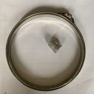 Vintage Singer Sewing Machine Advertising Thimble & 1917 Adjusto Embroidery Hoop
